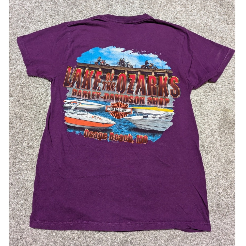 Harley-Davidson T-Shirt Women Small Purple Lake of the Ozarks Biker Graphic‎ Tee